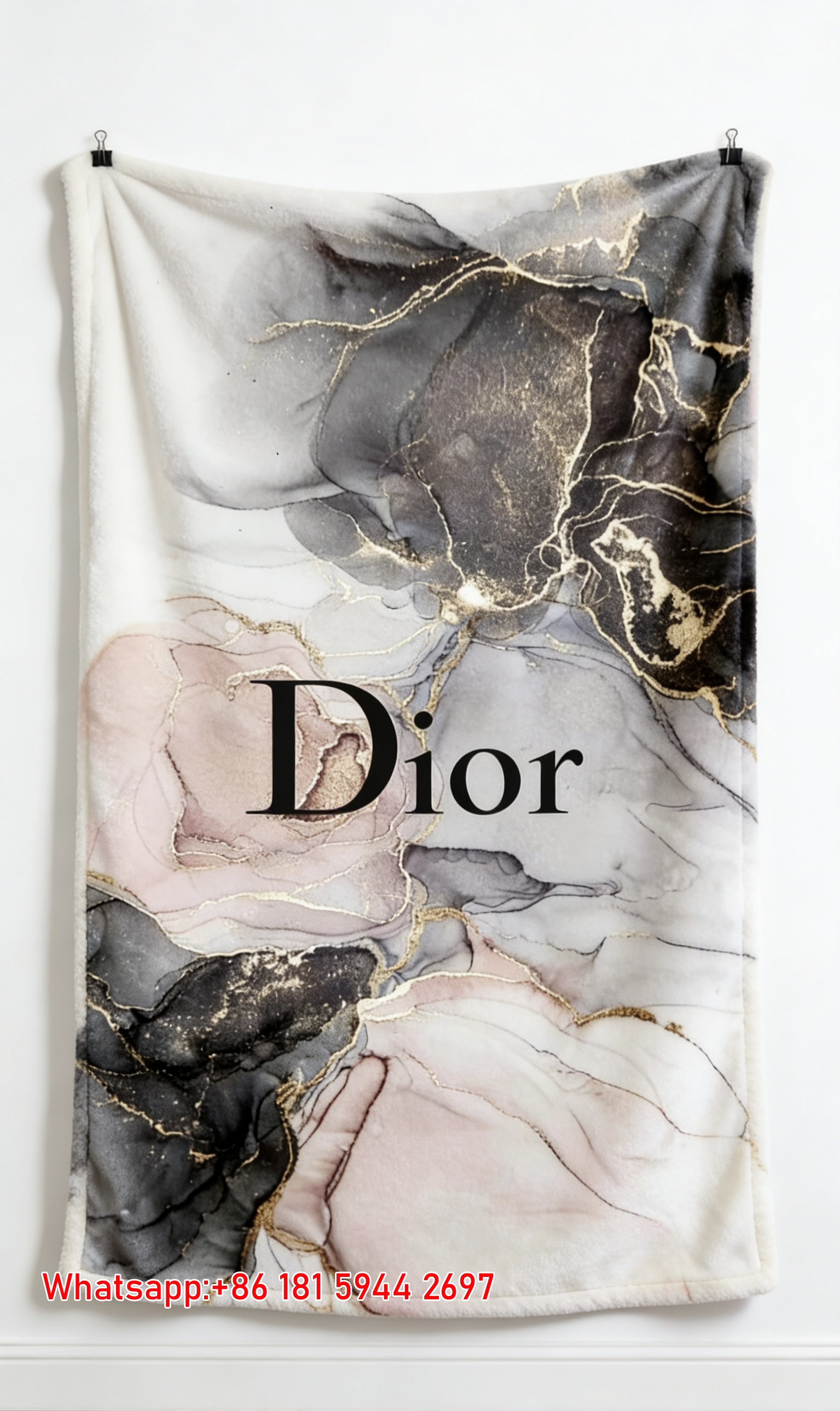 Dior Marble Gold Flannel Sofa Throw Blanket D016